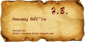 Havasy Béla névjegykártya